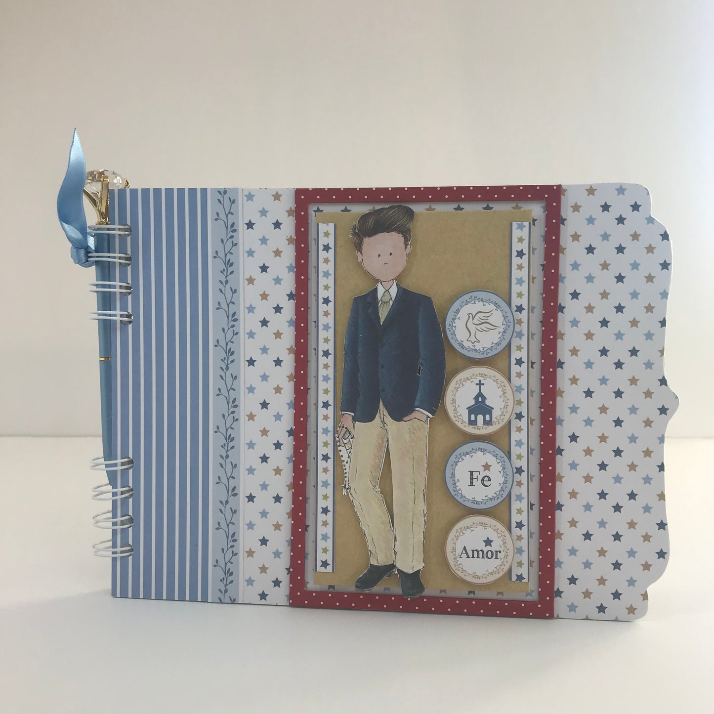 Livro de Honra de Batizado em Scrapbooking com Caneta