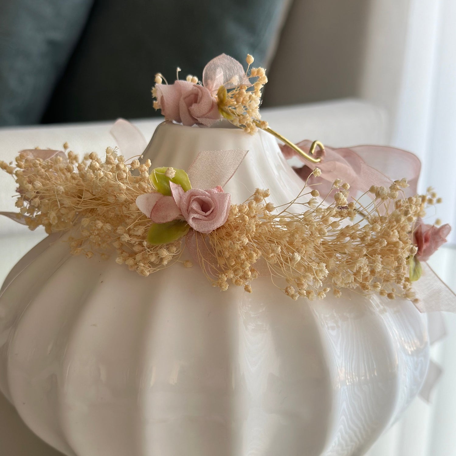 Conjunto de Tiara de Cabelo e Pulseira Elegante De Cerimónia Floral
