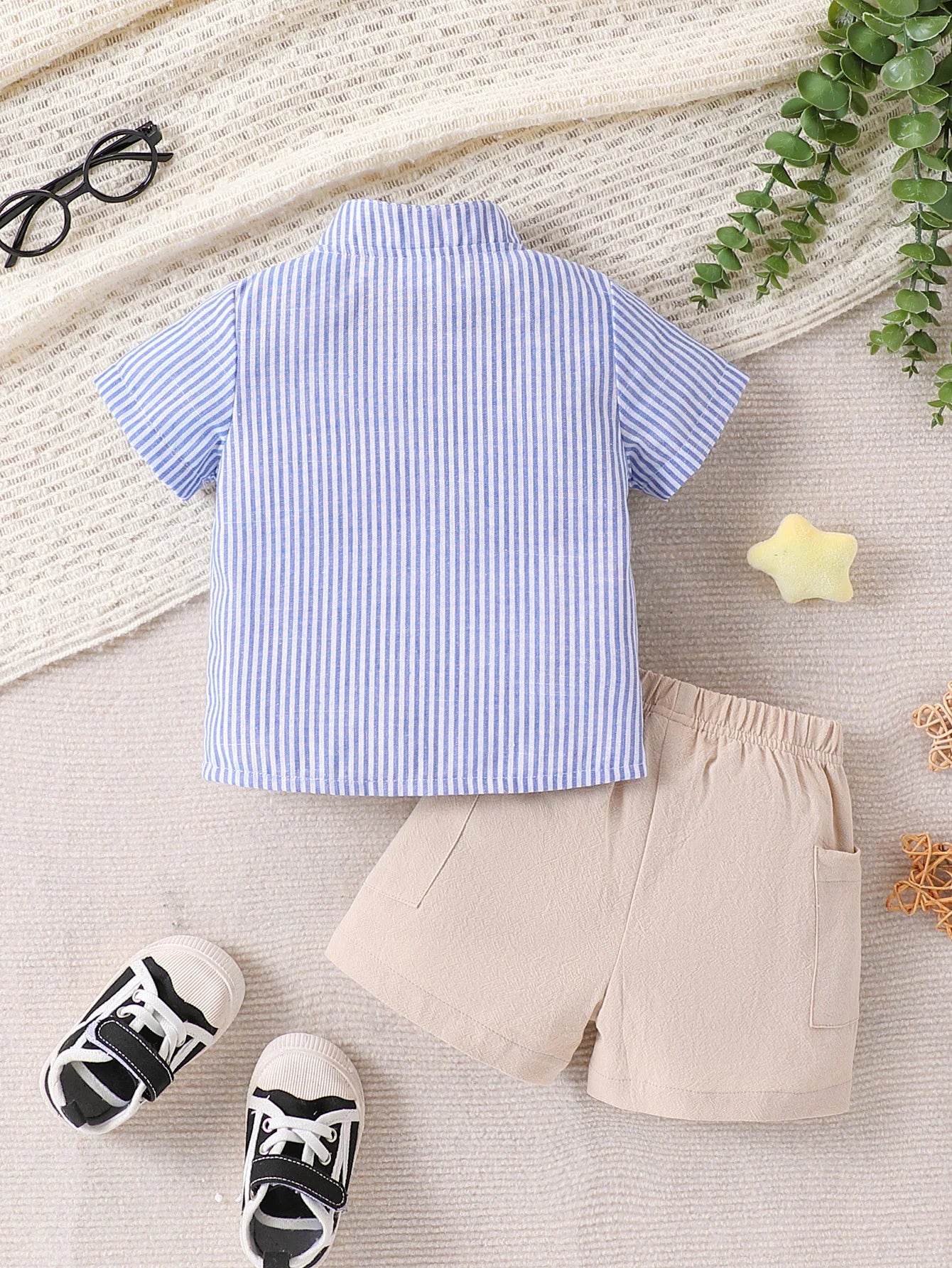Conjunto 2 Peças Verão para Bebé Menino – Camisa às Riscas e Calções