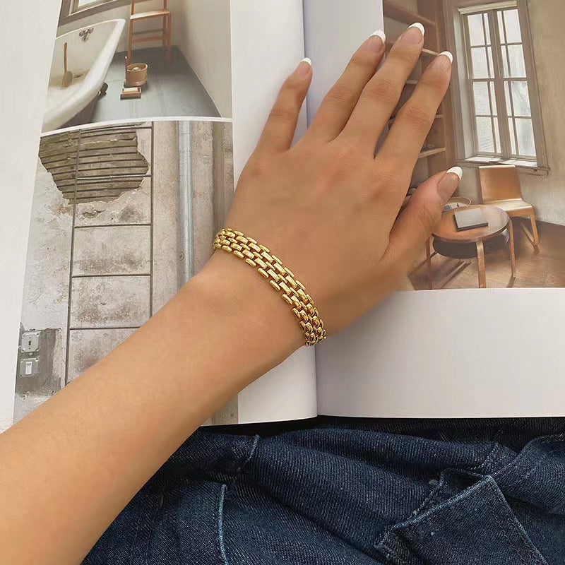 Conjunto Pulseira Colar em Aço Titânio