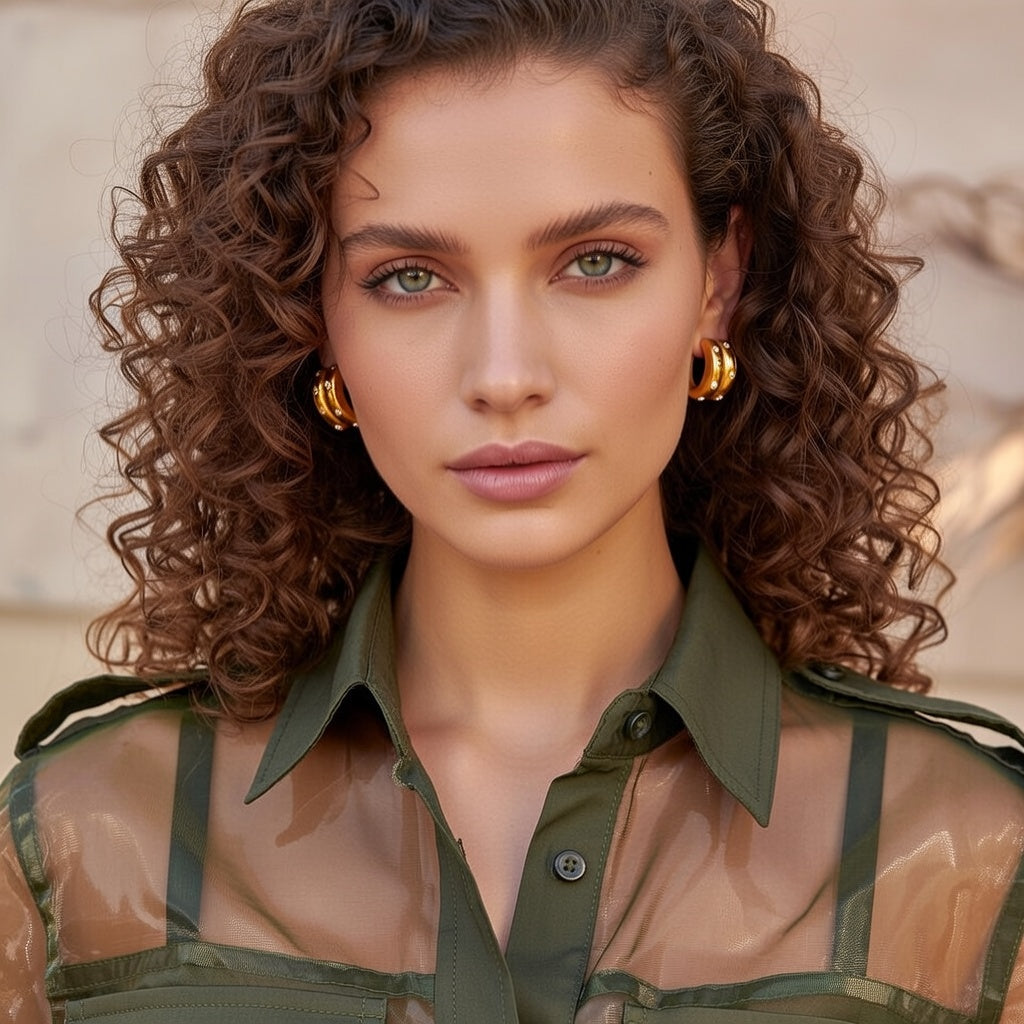 Brincos em Aço Inoxidável Duplo com Zircónias