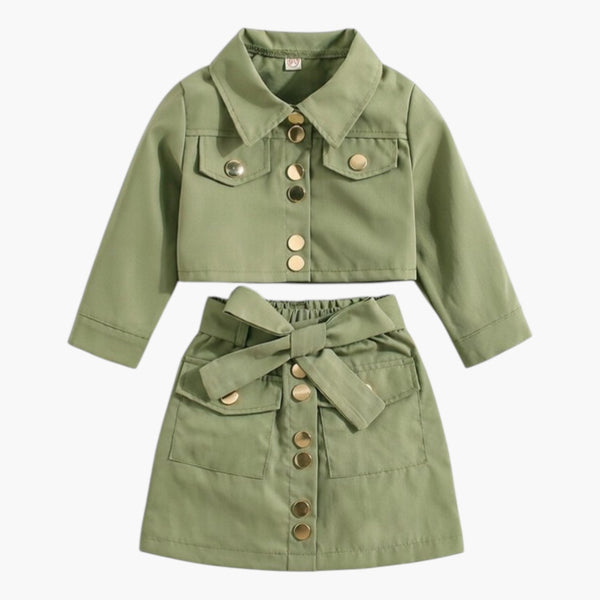 Conjunto Infantil Casaco de Manga Comprida com Saia