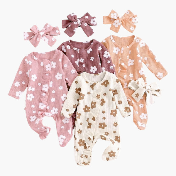 Macacão Floral de Manga Comprida para Bebé