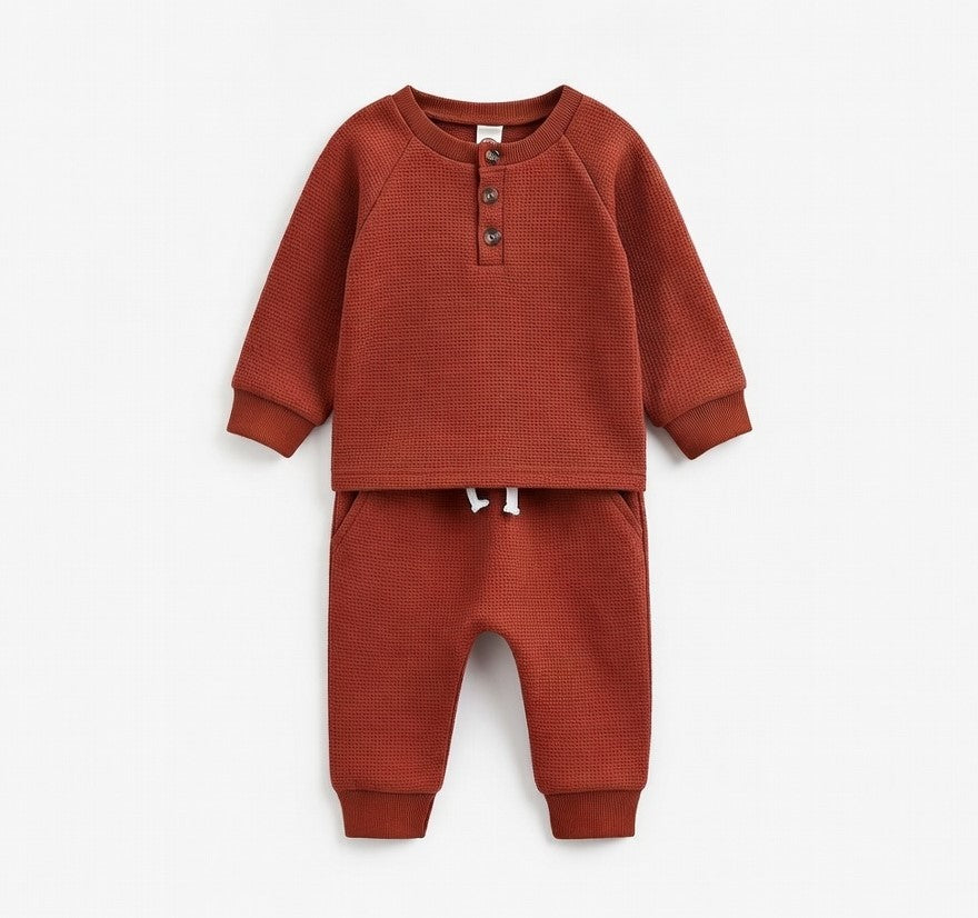 Conjunto Infantil Canelado Waffle com Botões
