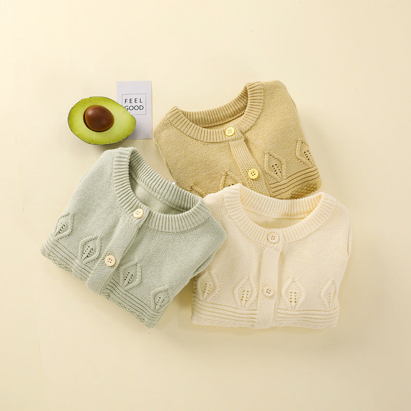 Conjunto para Bebé – Cardigan de Gola Redonda e Calças em Algodão