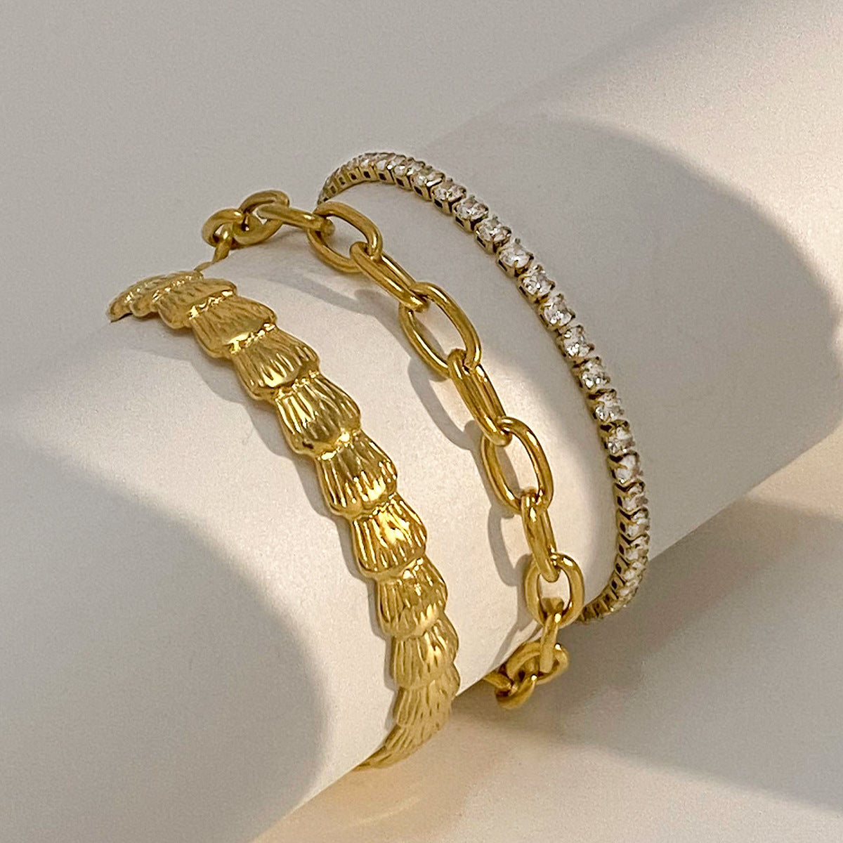 Pulseira em Aço Inoxidável com Zircónias