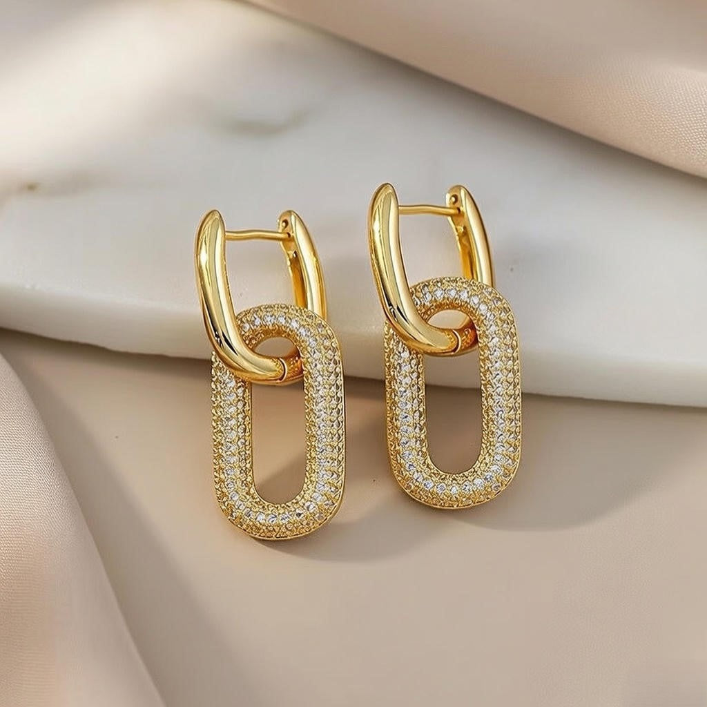 Brincos Femininos em Aço Inoxidável com Zircônias