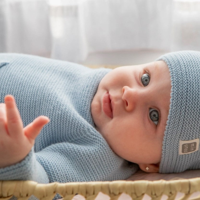 Conjunto de Bebé em Malha Azul Celeste