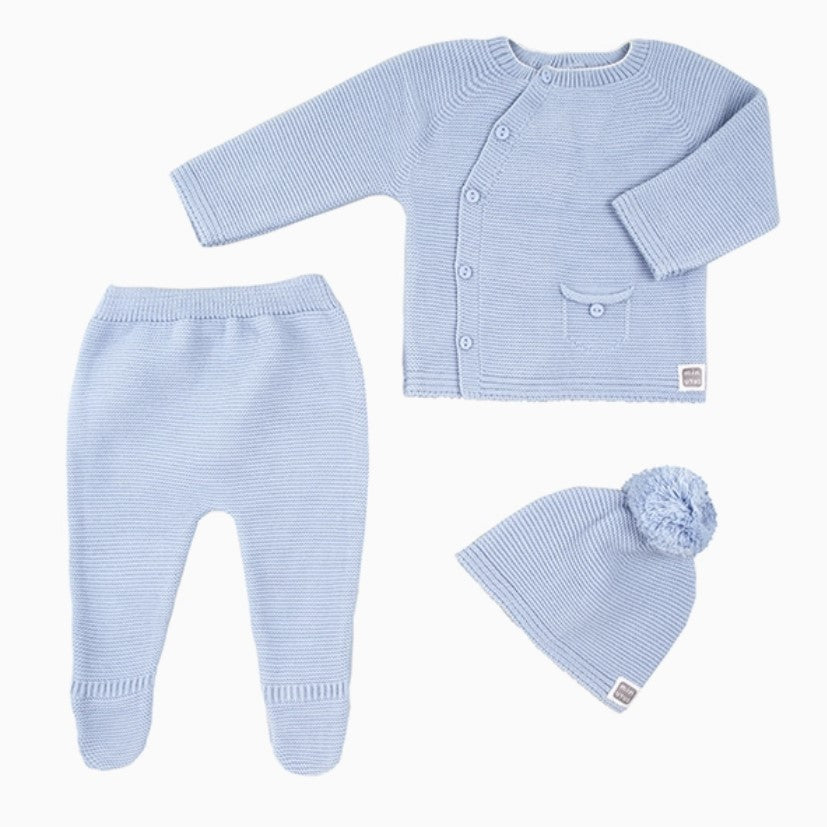 Conjunto de Bebé em Malha Azul Celeste