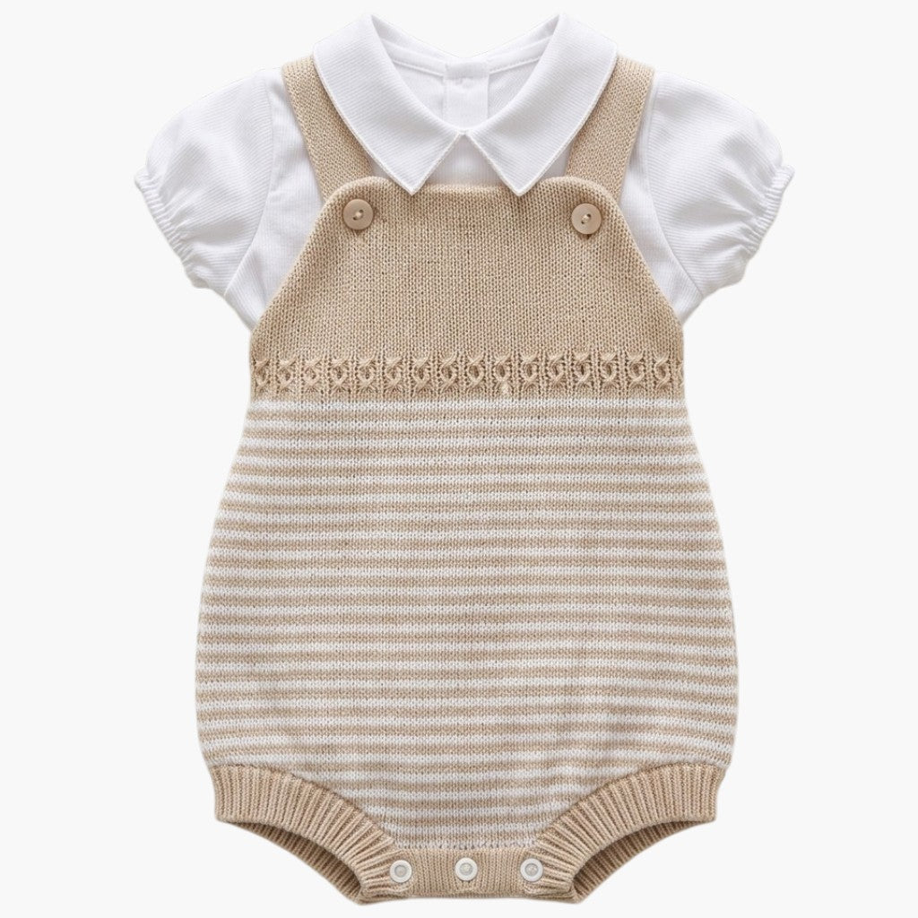 Macacão Infantil em Tricô de Algodão com Camisa