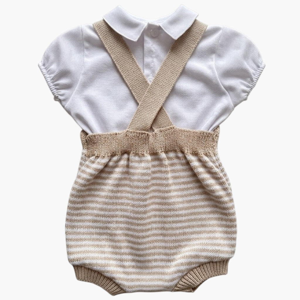 Macacão Infantil em Tricô de Algodão com Camisa