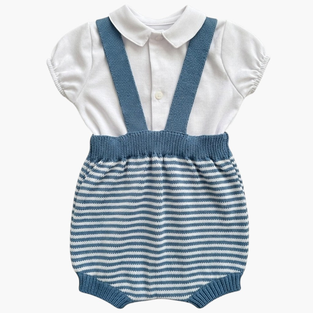 Macacão Infantil em Tricô de Algodão com Camisa