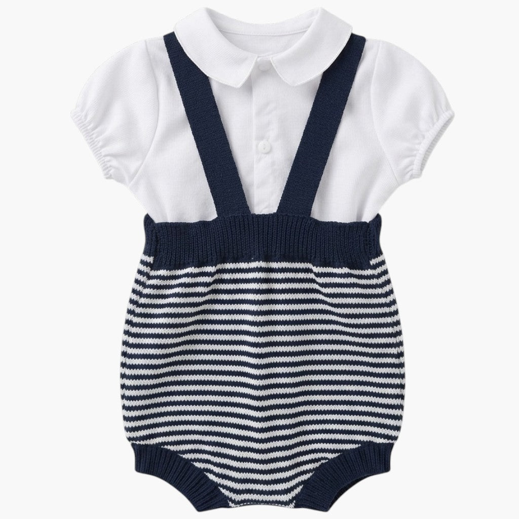 Macacão Infantil em Tricô de Algodão com Camisa