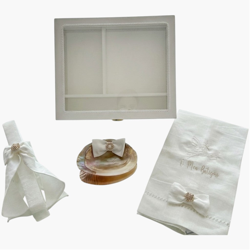Conjunto de Batismo Premium Elegância Pura – Personalizável e 100% Nacional