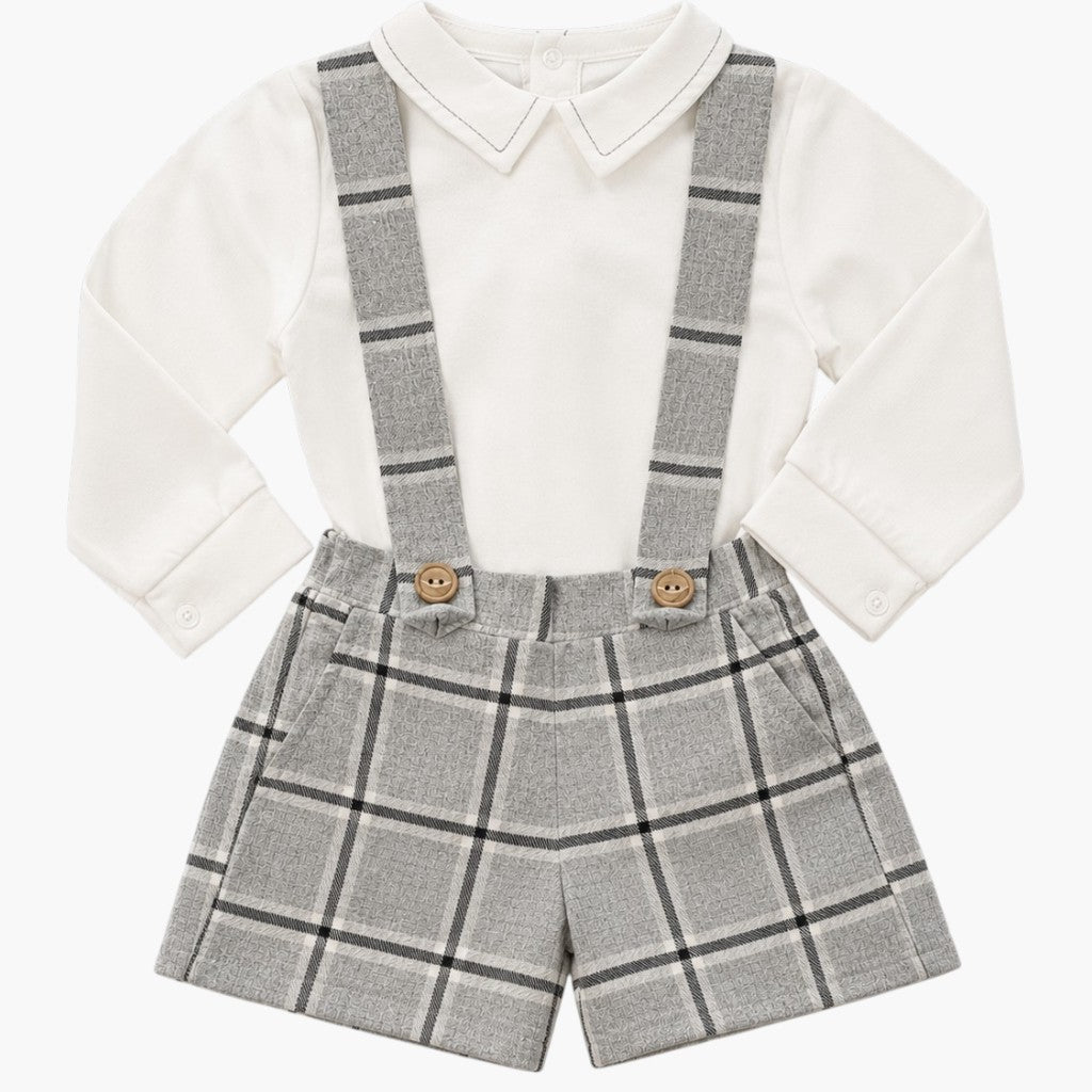 Conjunto Infantil Clássico Xadrez Elegância e Charme em Cada Detalhe