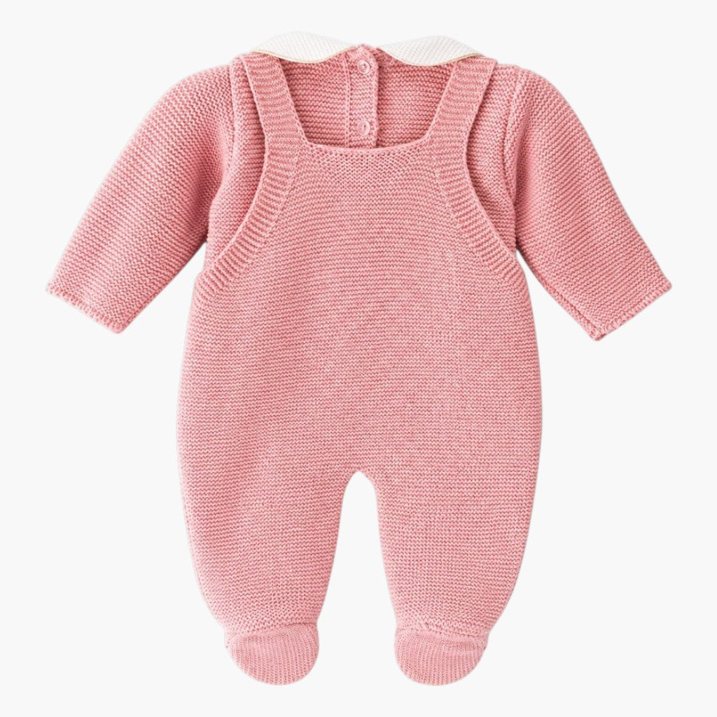 Conjunto de Malha para Bebé Rosa Jardineira, Camisola, Gorro LOLO