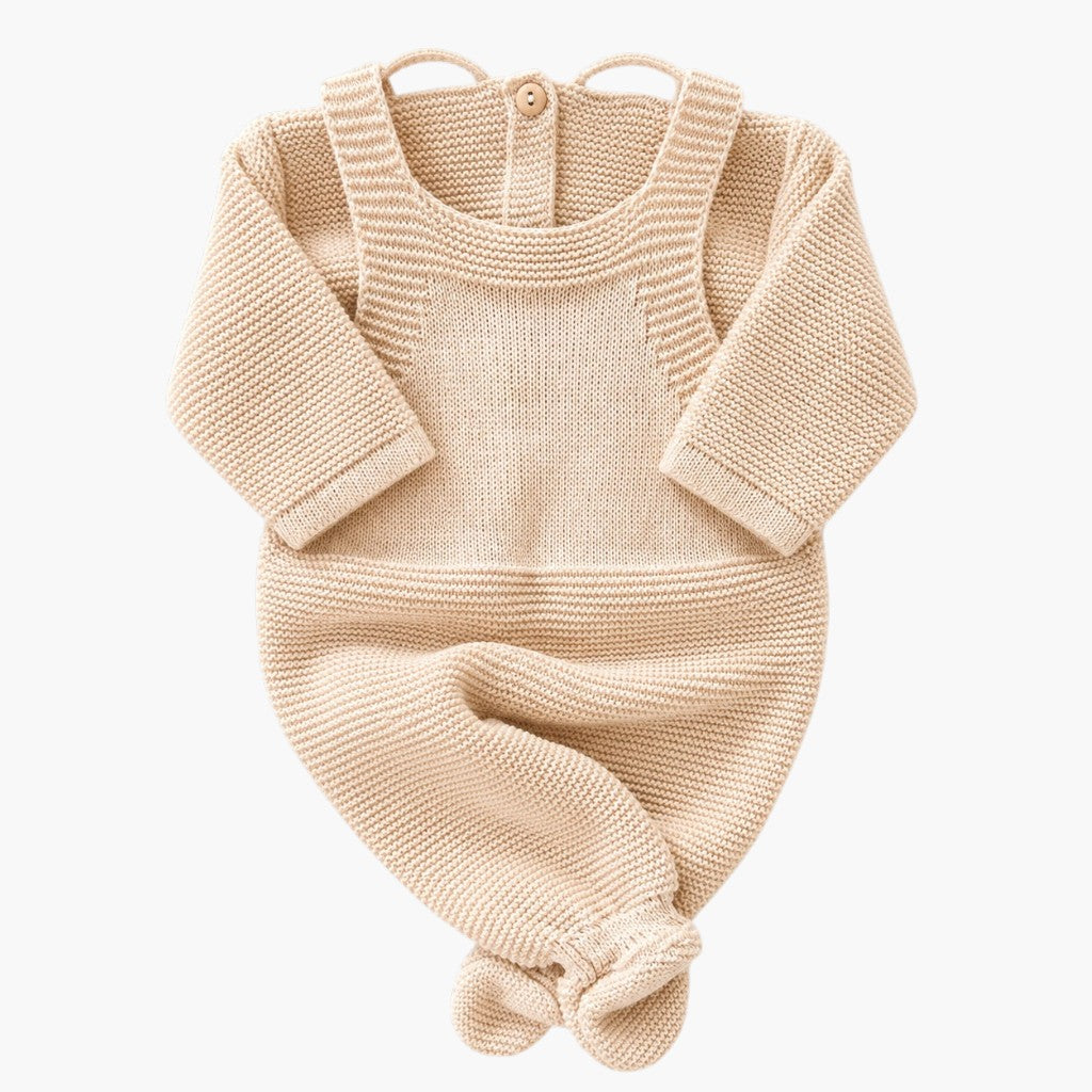 Conjunto de Malha para Bebé Azul Bebé Jardineira, Gorro Camisola e Calças com Pé