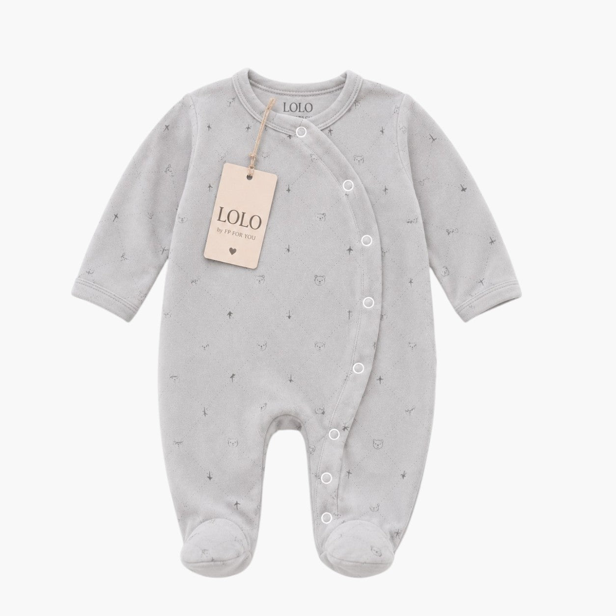 Babygrow em Veludo Cinza Estampado