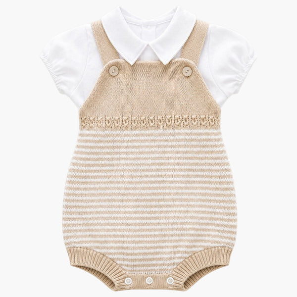 Macacão Infantil em Tricô de Algodão com Camisa
