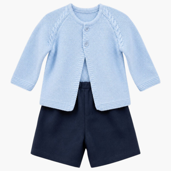 Conjunto Azul com Casaco de Malha e Calções