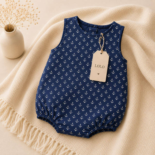 Romper Marinheiro com Padrão Âncoras