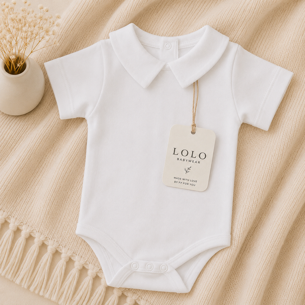 Body Bebé Branco com Gola Camisa