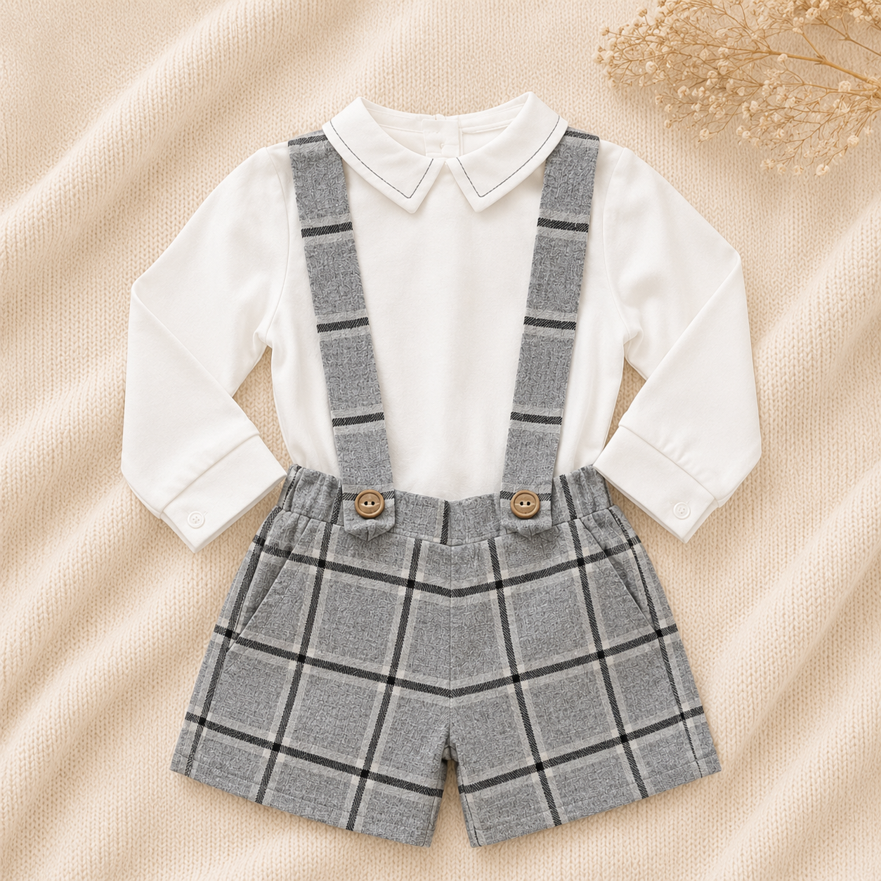 Conjunto Infantil Clássico Xadrez Elegância e Charme em Cada Detalhe