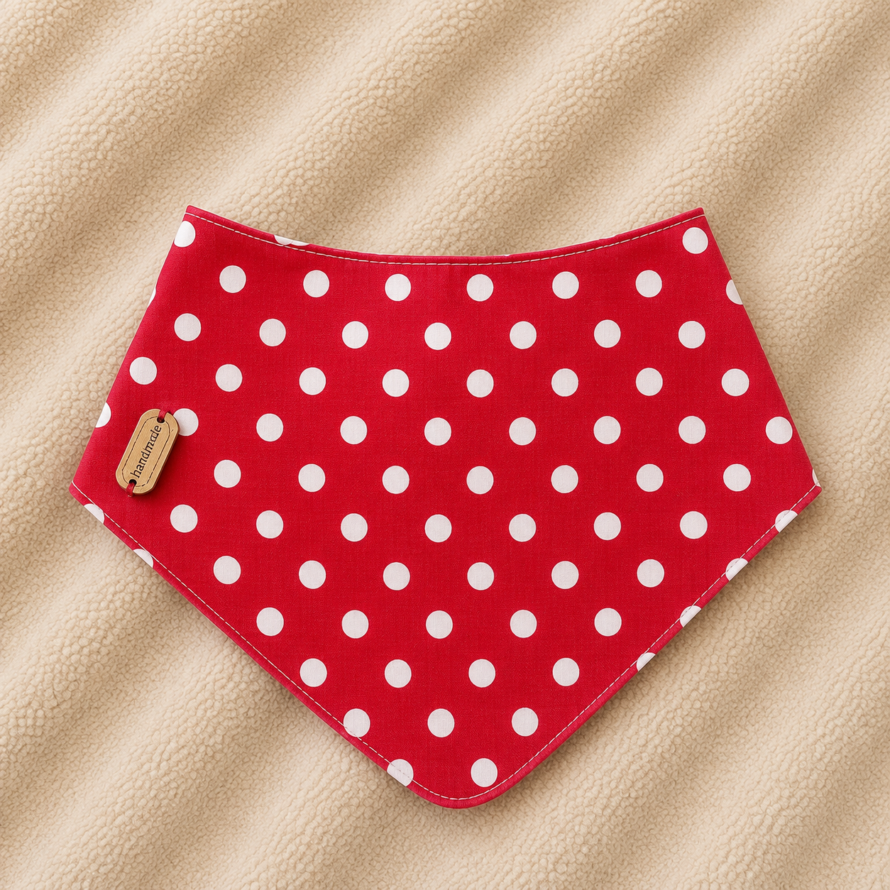 Babete Bandana Bolas Vermelho em Algodão