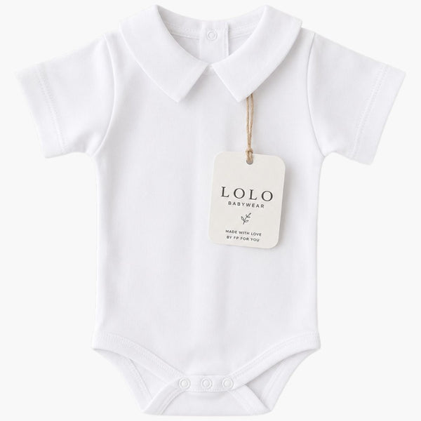 Body Bebé Branco com Gola Camisa