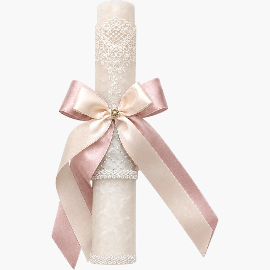 Vela de Batismo Luxo Rosé Elegance Personalizável