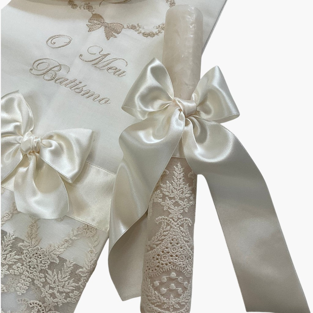 Vela de Batismo Royal Lace Elegância Clássica para um Dia Inesquecível