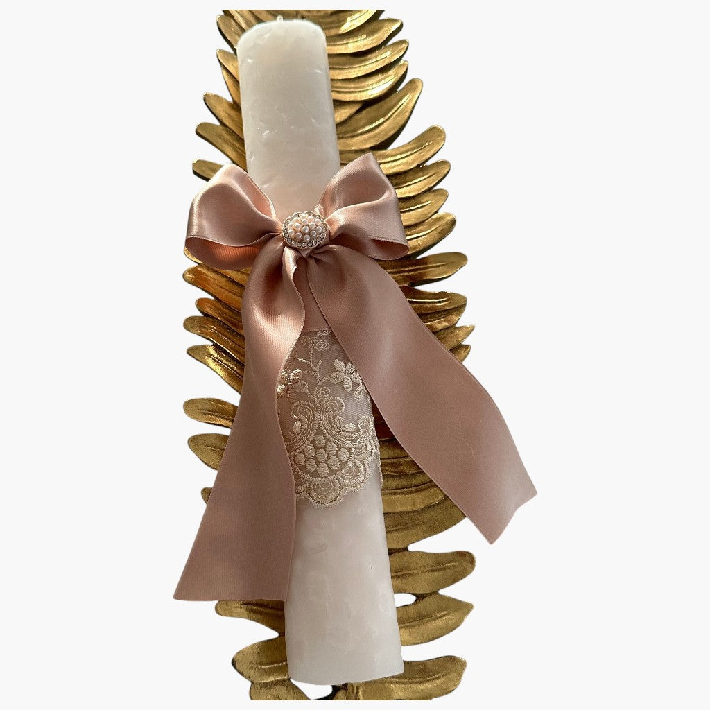 Vela de Batismo Golden Rosé Elegância Luxuosa para um Momento Inesquecível