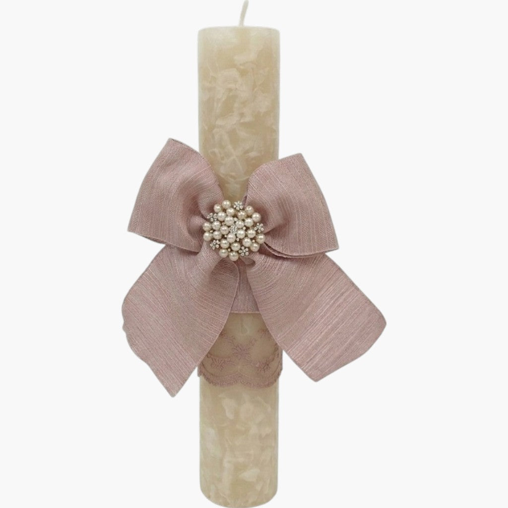 Vela de Batismo Pearl Rosé Requinte e Delicadeza para um Momento Único