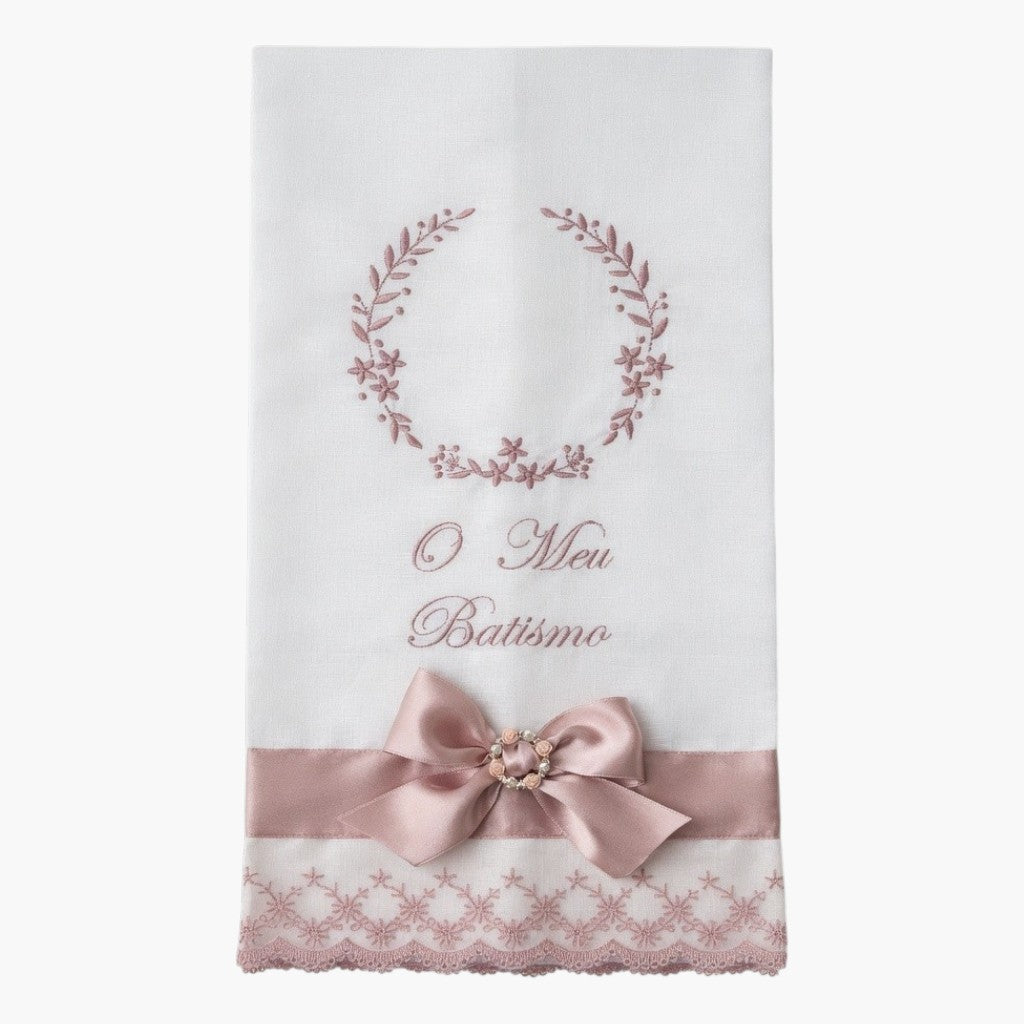 Toalha de Batismo Rosé Elegance Sofisticação e Delicadeza para um Momento Único