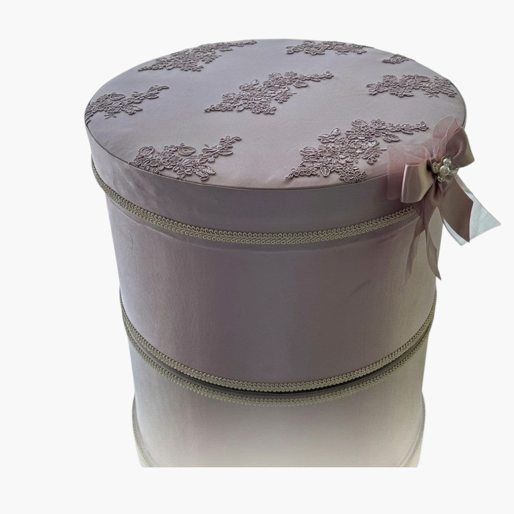 Caixa Redonda Rosé Luxury Elegância Artesanal para Guardar Momentos Especiais
