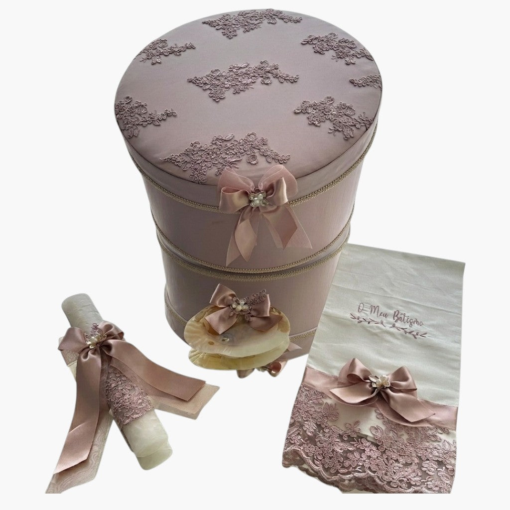 Conjunto Luxury Rosé para Batismo Elegância, Delicadeza e Sofisticação em Cada Detalhe