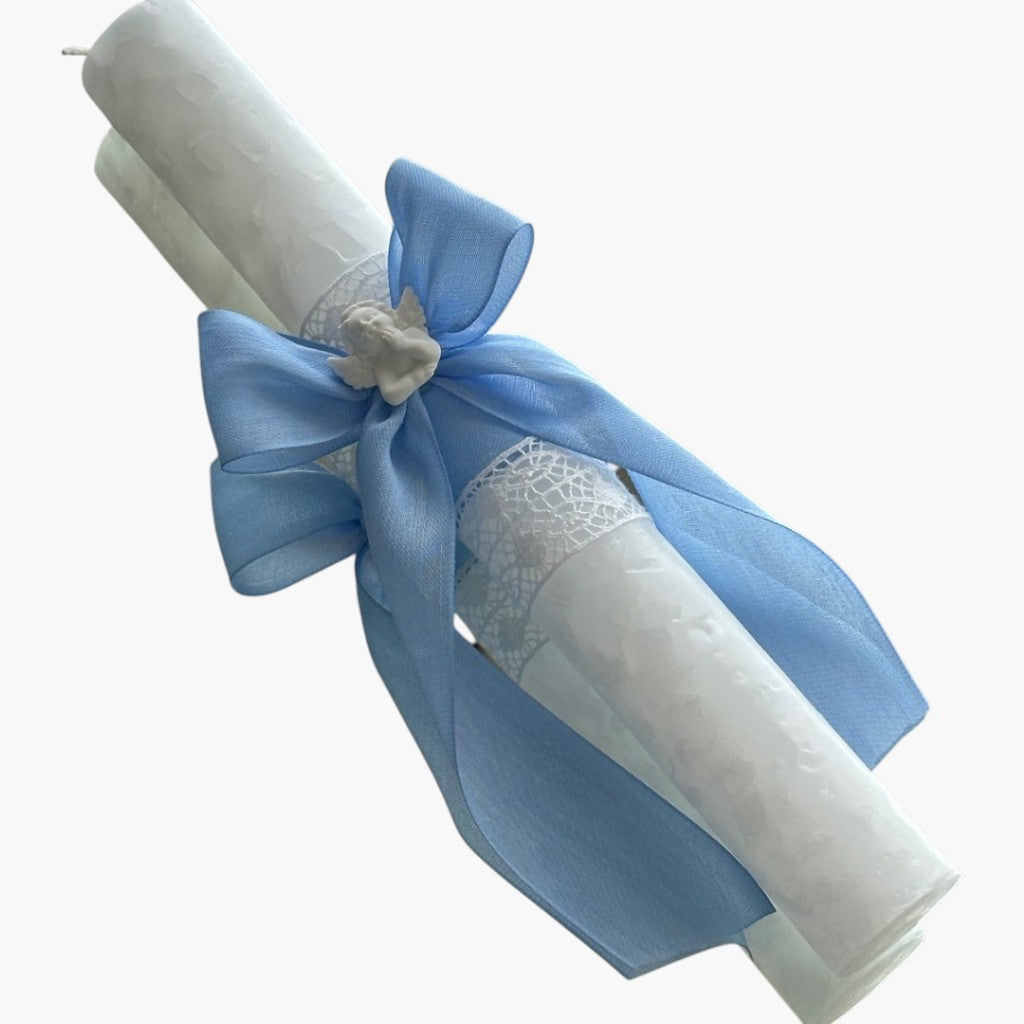 Vela de Batismo Blue Angel Premium Delicadeza Celestial para um Momento Único