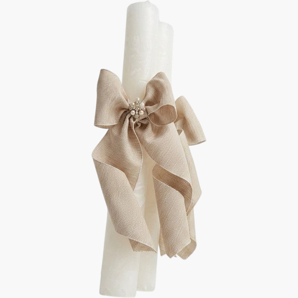 Vela de Batismo Nude Pearl Elegância Minimalista para um Momento Inesquecível