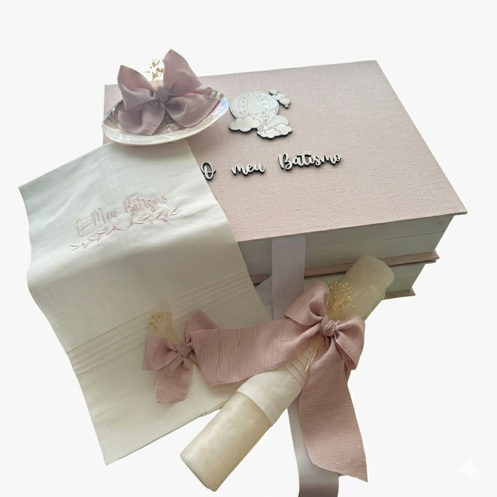 Conjunto de Batismo Encanto Rosé Elegância Intemporal para um Momento Único
