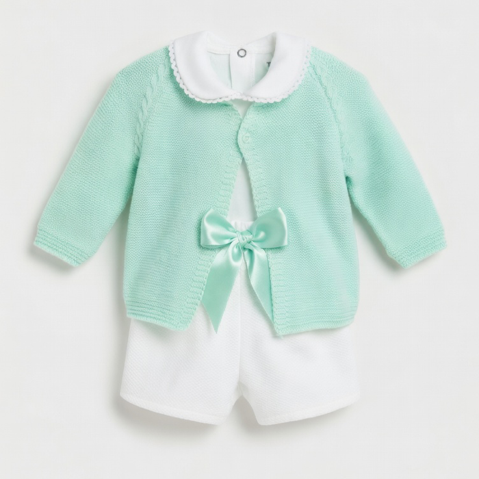 Conjunto de Bebé 3 Peças em Piqué de Algodão
