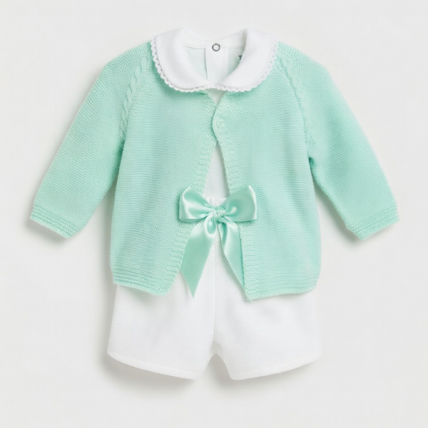 Conjunto de Bebé 3 Peças em Piqué de Algodão