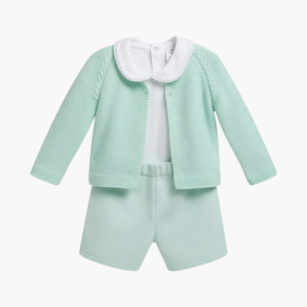 Conjunto de Bebé 3 Peças em Algodão Verde Água