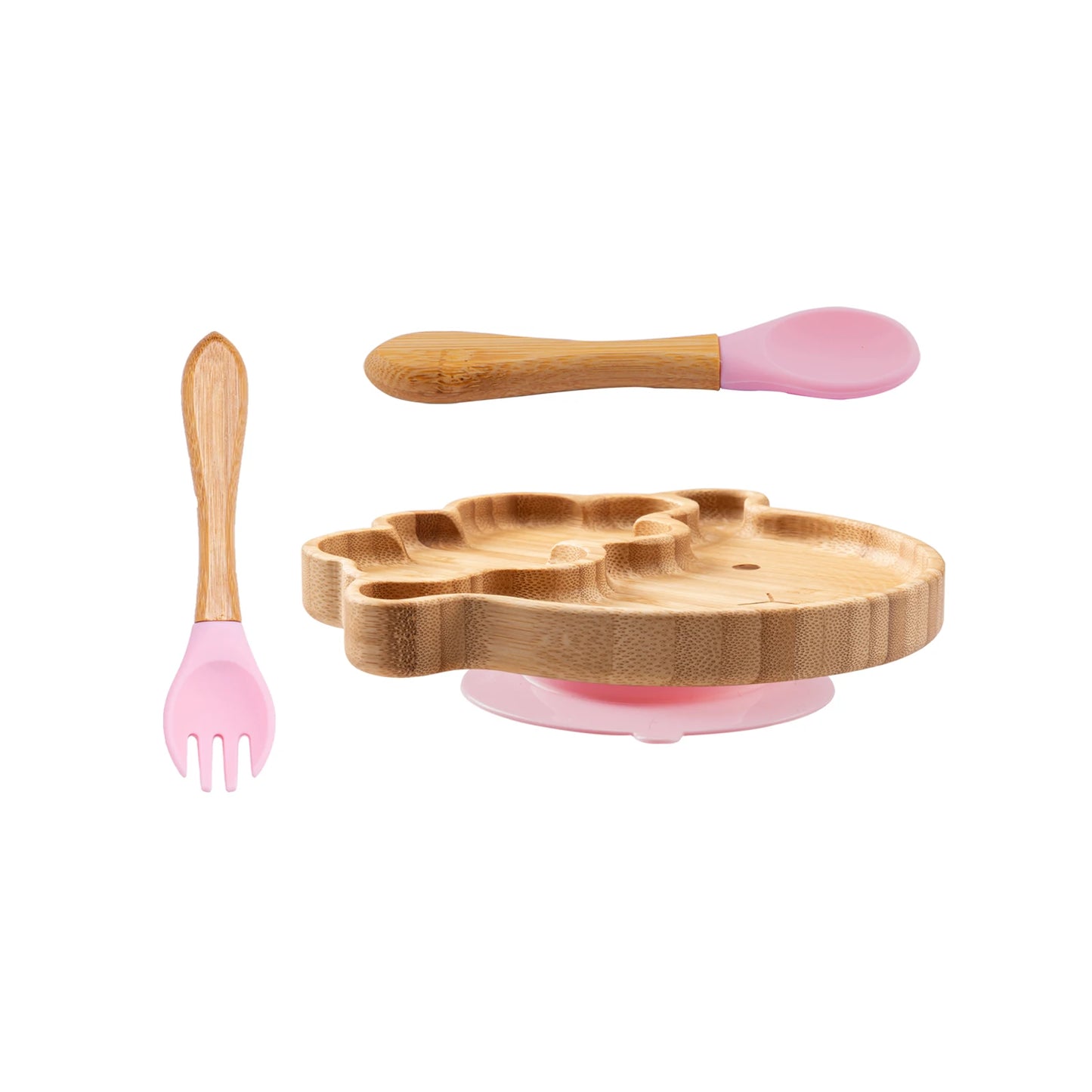 Conjunto de Refeição 3 Peças – Prato, Colher, Garfo e Copo de Silicone