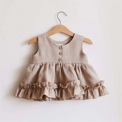 Vestido Tutu de 3 Camadas em Algodão e Linho para Bebé Menina