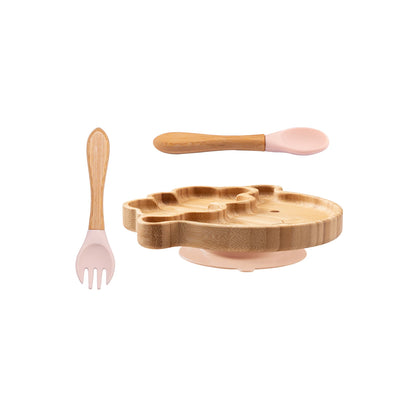 Conjunto de Refeição 3 Peças – Prato, Colher, Garfo e Copo de Silicone