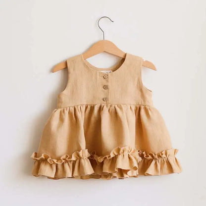 Vestido Tutu de 3 Camadas em Algodão e Linho para Bebé Menina