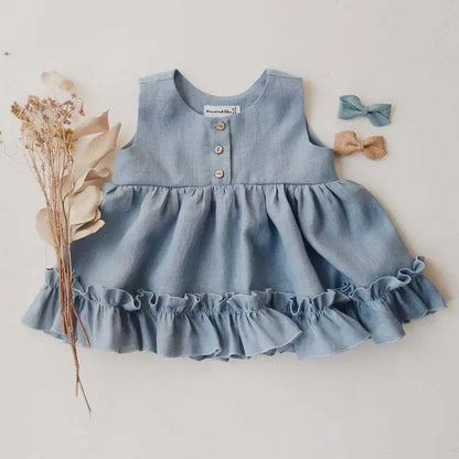 Vestido Tutu de 3 Camadas em Algodão e Linho para Bebé Menina