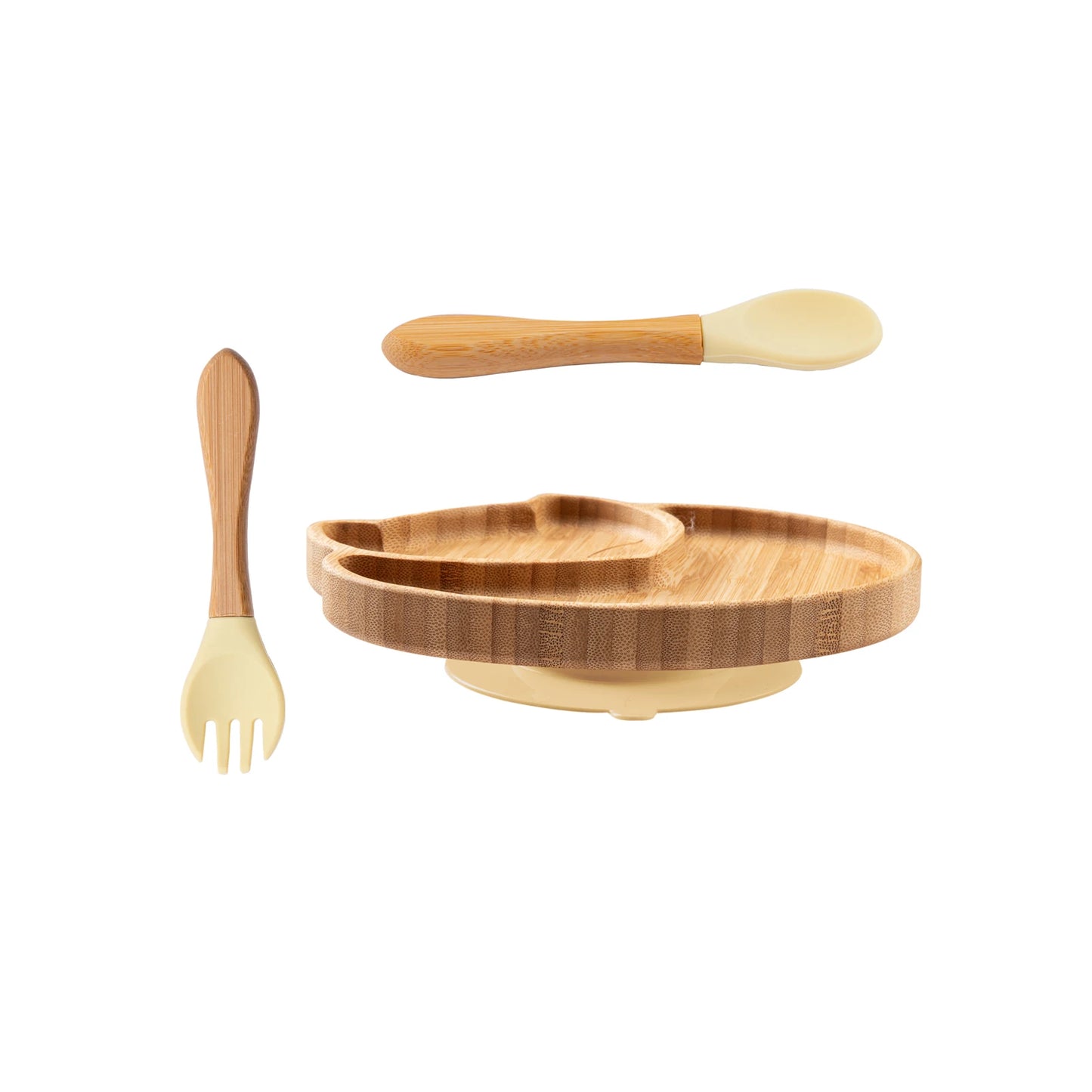 Conjunto de Refeição 3 Peças – Prato, Colher, Garfo e Copo de Silicone