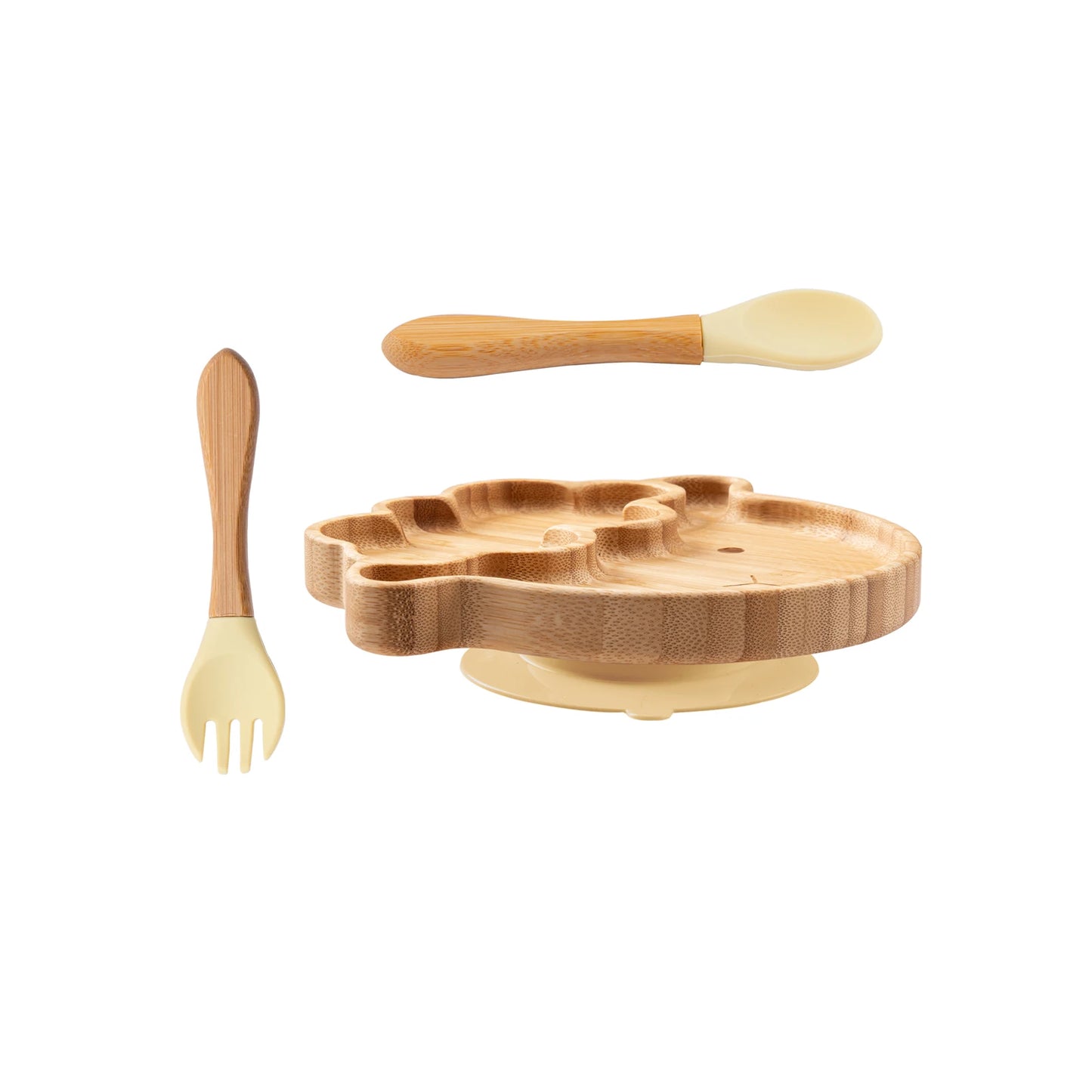 Conjunto de Refeição 3 Peças – Prato, Colher, Garfo e Copo de Silicone