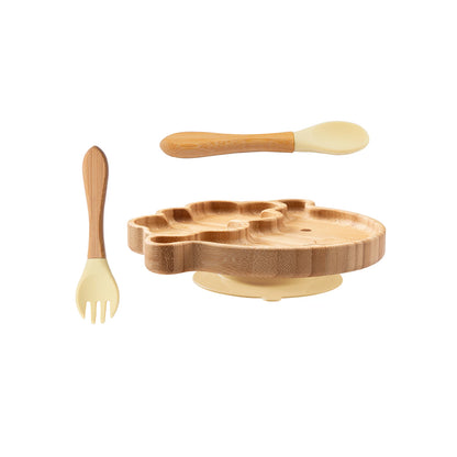 Conjunto de Refeição 3 Peças – Prato, Colher, Garfo e Copo de Silicone